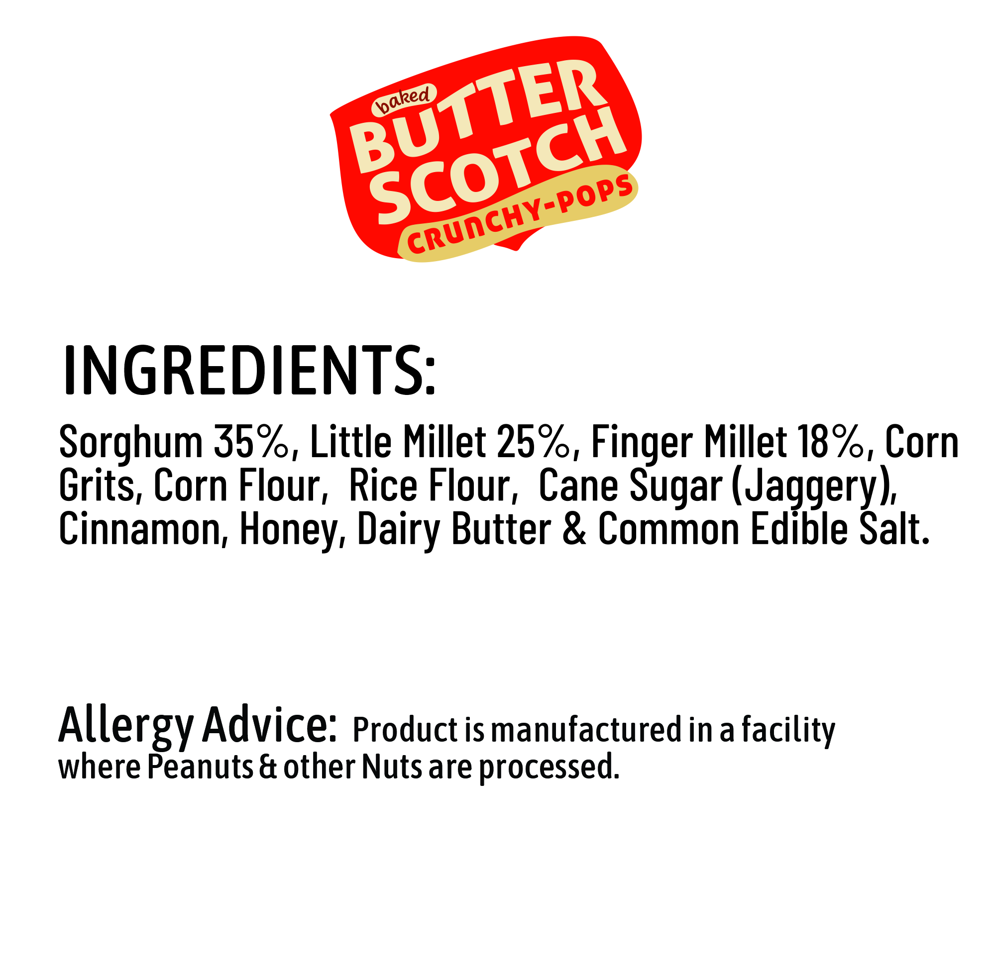 Butterscotch -Ingredients Crunchy Pops Butterscotch - Ingredients