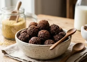 Crunchy cocoa choco balls made from millet grain