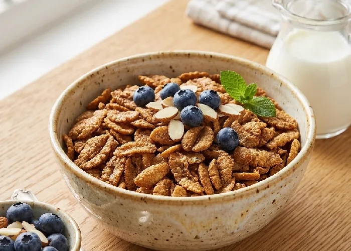 Natural wheat grain flakes for instant breakfast