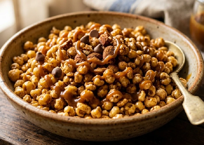 Organic snacks made from roasted jowar with butter scotch