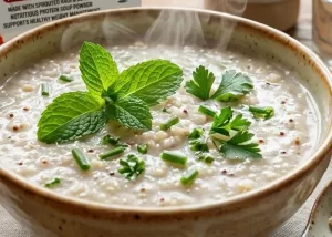 Nutritious protein soup powder made with sprouted ragi and jowar for healthy weight management.