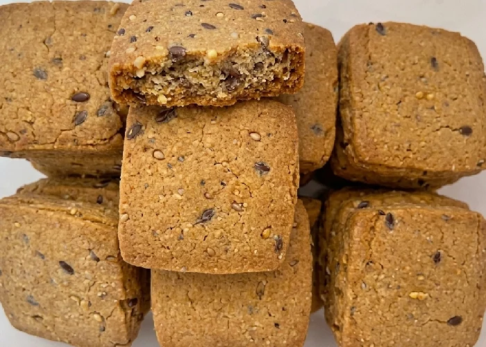 Healthy cookies made with natural ingredients including premium whole wheat, dietary millets, and flaxseed rich in omega 3.