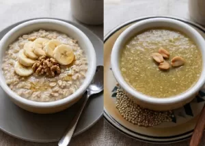 Bowl of healthy morning breakfast made with roasted millet
