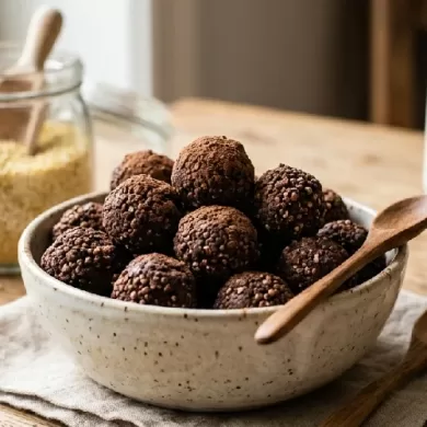 Crunchy cocoa choco balls made from millet grain