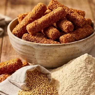A bowl of crunchy millet sticks made from jowar millets.