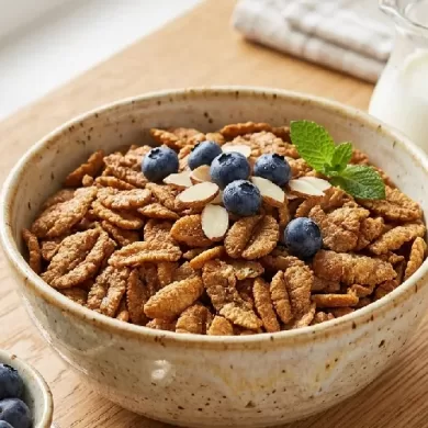 Natural wheat grain flakes for instant breakfast